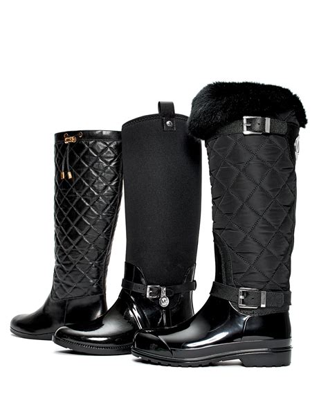 michael kors quilted black boots|Michael Kors black flat boots.